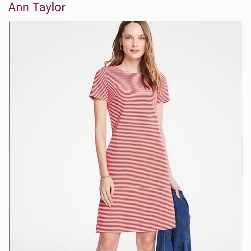 Ann Taylor Stripe Knit Short Sleeve Dress